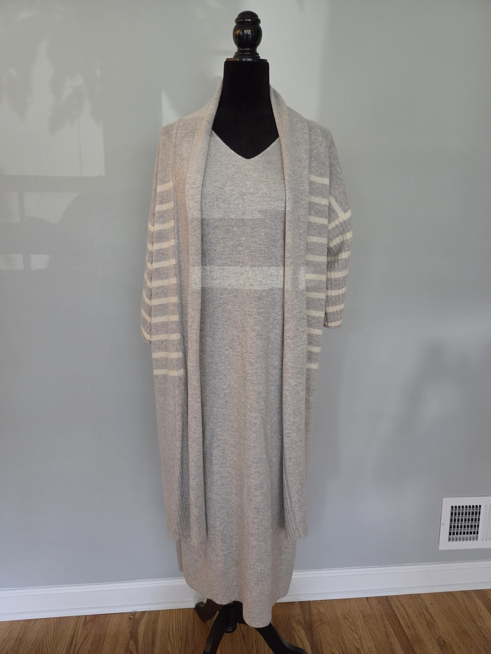 Cashmere Sleeveless Tank Dress And Cardigan Set